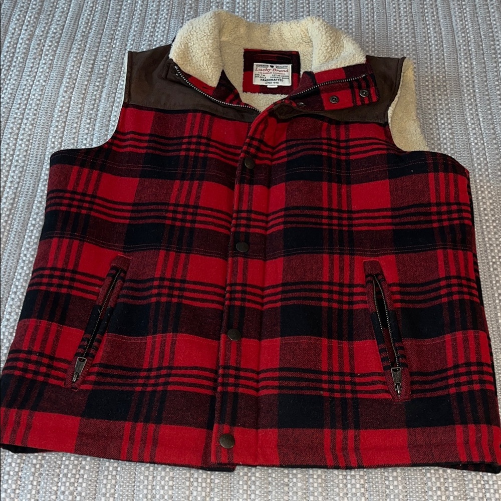 Lucky Brand Sherpa Plaid Vest
